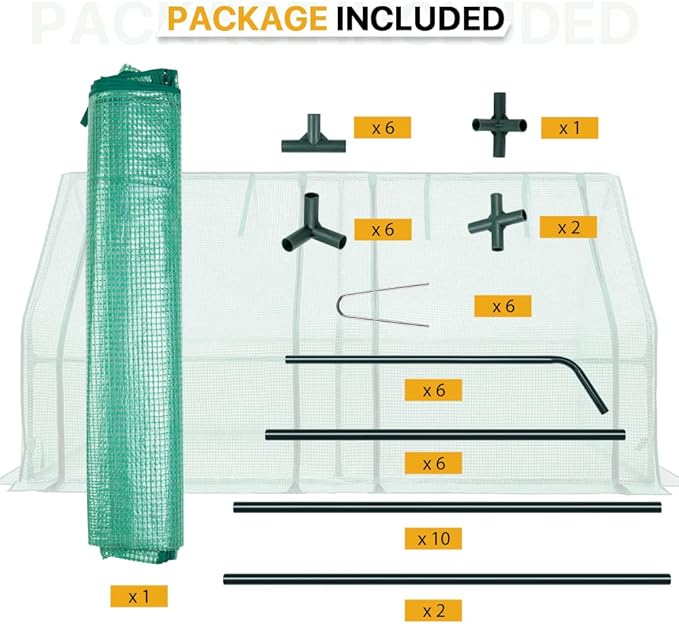 EAGLE PEAK Tunnel Greenhouse Garden Green House with Roll-Up Zipper Doors, Portable, 71"x36"x36", Clear/Green PE Cover