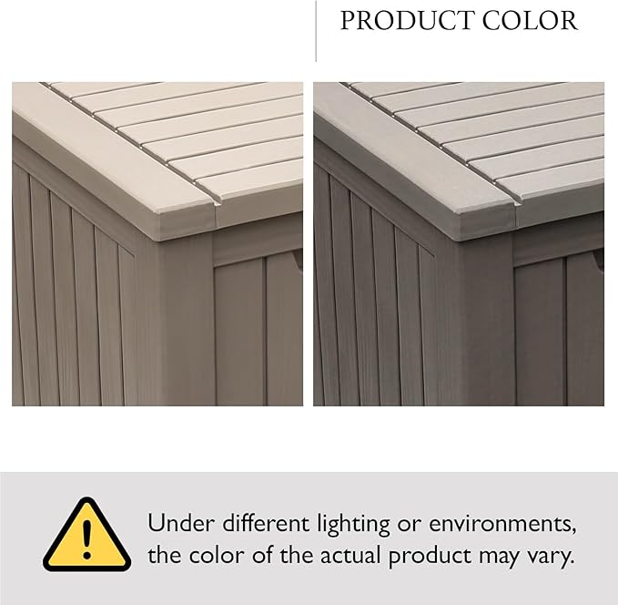 AJP Distributors 180 Gallon Outdoor Storage Box, Rain Waterproof Resin Deck Box, Lockable Large Storage Container for Patio Furniture, Cushions, Garden Tools, Sports Equipment and Pool Supplies Taupe