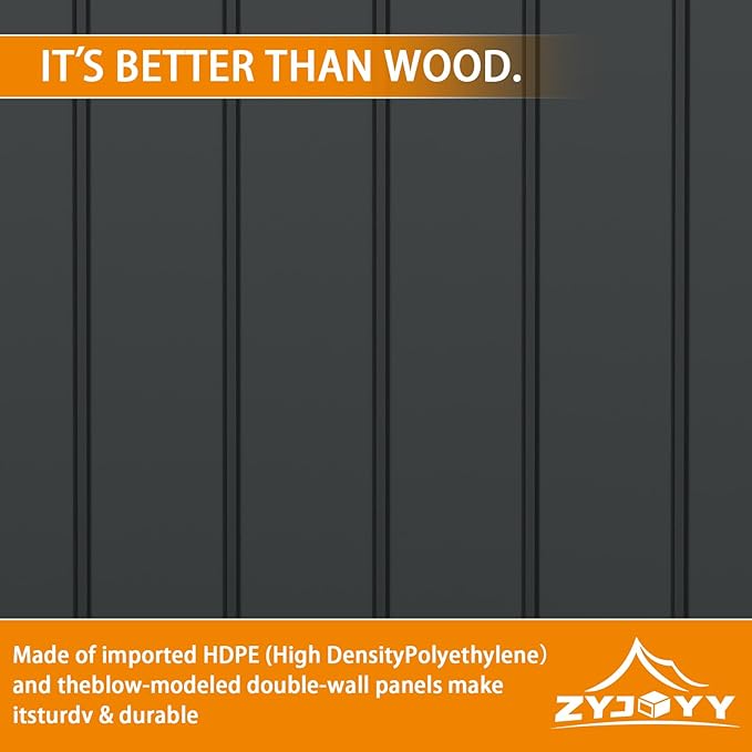 Outdoor Storage Cabinet with 2 Shelves, Waterproof Resin Horizontal Tool Shed, Lockable 15 cuft. Storage Shed for Patio, Garden, Yard, Grey