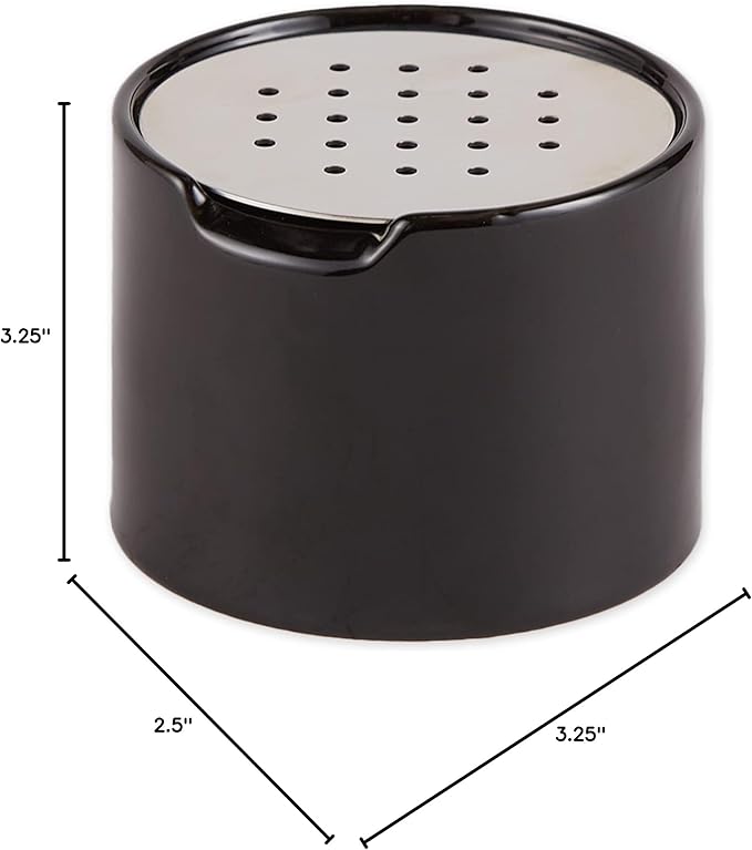 RSVP Reusable Ceramic Fruit Fly Trap for Indoors – Kitchen Fly Catcher Jar with Stainless Steel Vent Lid, Eco-Friendly & Dishwasher Safe Design, Uses Natural Vinegar Bait (Black)