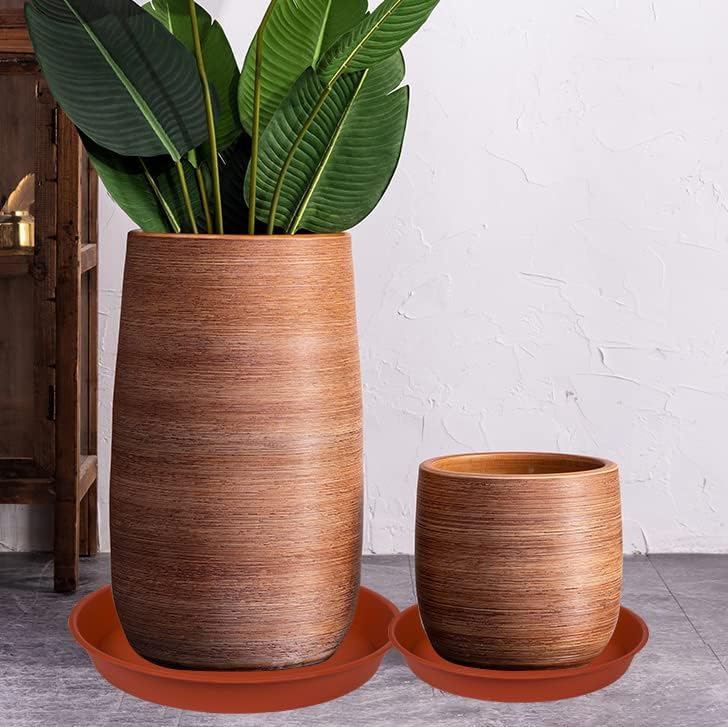 2 Pack of 20 22 inch Plant Saucer (19.1 inch Base), 3.6" Depth Tray, Large Deep Heavy Duty Saucers for Pots, Garden Bird Bath Bowl, Plant Trays for Indoors Outdoor (21", Terracotta)