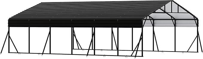 20' x 30' Heavy Duty Metal Carport With Galvanized Steel Roof, Metal Roof Carport With Enhanced Base, Tall MetalCarport Kits Garage for Tractors, Pickup, Boat, Car