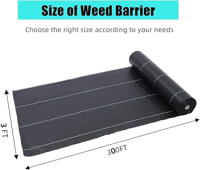 Broadfashion 3ft x 300ft Premium Weed Barrier Landscape Fabric, 3.24 oz Heavy Duty, Weed Control Fabric, High Permeability, Good for Flower Bed, Driveway Fabric and Ground Cover