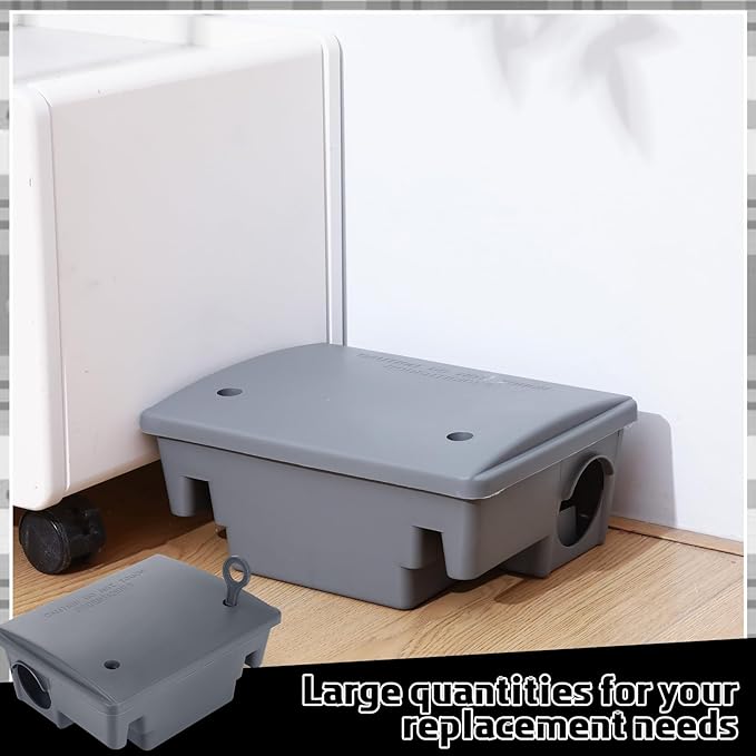Qualirey 12 Packs Rat Bait Station Box Outdoor Rodent Rat Traps with Key Mouse Bait Station Indoor Mice Box for Outdoor Use Keeping Pets and Children Safe (Grey)