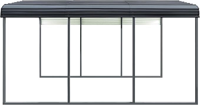 MUPATER 10 x 15 FT Heavy Duty Metal Carport, Outdoor Garage Car Shelter Shade with Heavier Metal Frame, Metal Roof and Bolts for Car, and Boats, Grey