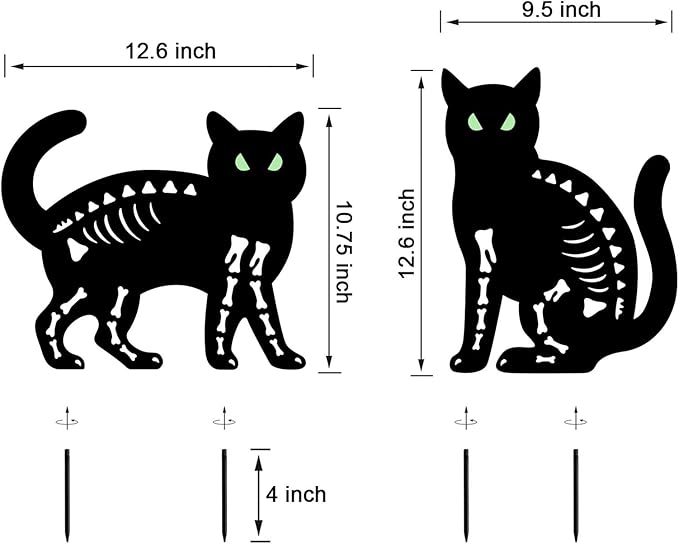 Halloween Decorations Outdoor,2 Pack Spooky Metal Black Cat Garden Stake,Outdoor Halloween Decorations