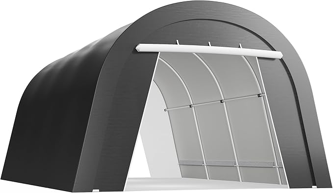 Heavy Duty Carport 13 X20FT, Portable Garage with 2 Roll Up Doors Vents and Metal Round Roof, Outdoor Storage shed Car Port Canopy Tent for Garden Tools, Vehicle Truck Boat, Party