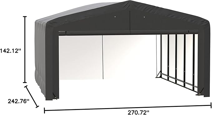ShelterLogic ShelterTube Garage & Storage Shelter, 20' x 23' x 12' Heavy-Duty Steel Frame Wind and Snow-Load Rated Enclosure, Gray