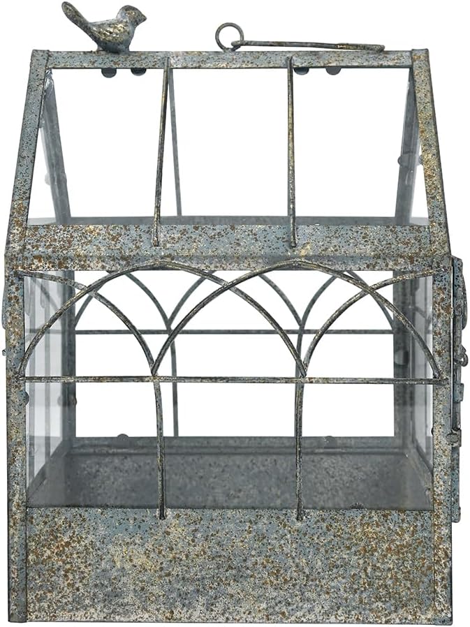 Vintage Glass Terrarium Greenhouse Large House Shape Plant Display Box Planter Container for Fern Moss Cacti Succulents Mordern Tabletop Decor Gardern DIY Kit Gift