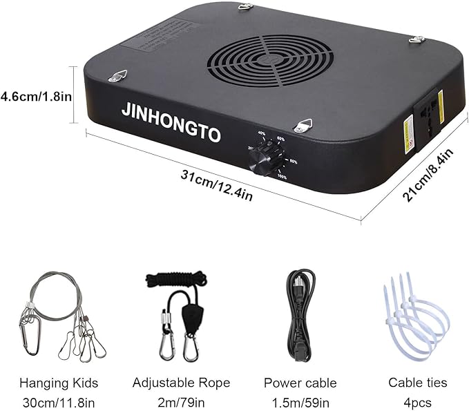 2Pack 65 Watt Dimmable Grow Lights for Seed Starting, Seedlings, Veg, Flower, UV IR Full Spectrum Best LED Grow Lights for All Indoor Plants, Daisy Chain Function, Built-in Quiet Fan