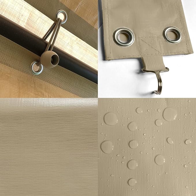 Carport Replacement Canopy, Replacement Top Cover for 10' x 20' Carport Frame, 180G PE Fabric Waterproof & UV Protected Tarp with Ball Bungees, Beige (Only Top Cover, Frame is not Included)