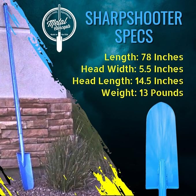 Sharpshooter Spade Shovel 78 Inch Drain Spade Trenching Shovel - Weighted Long Handle Sharp Shooter with Hardened Chromoly 15 Inch Head