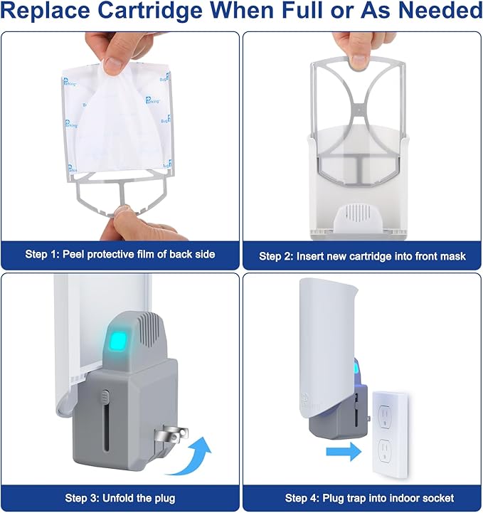 Flying Insect Trap for Indoors: Light Trap Captures Fruit Flies, Gnats, and Houseflies, BUG PARKING 1 Device and 3 Refills Silent Bug Catcher with UV Light for Indoor-Plants, Kitchen