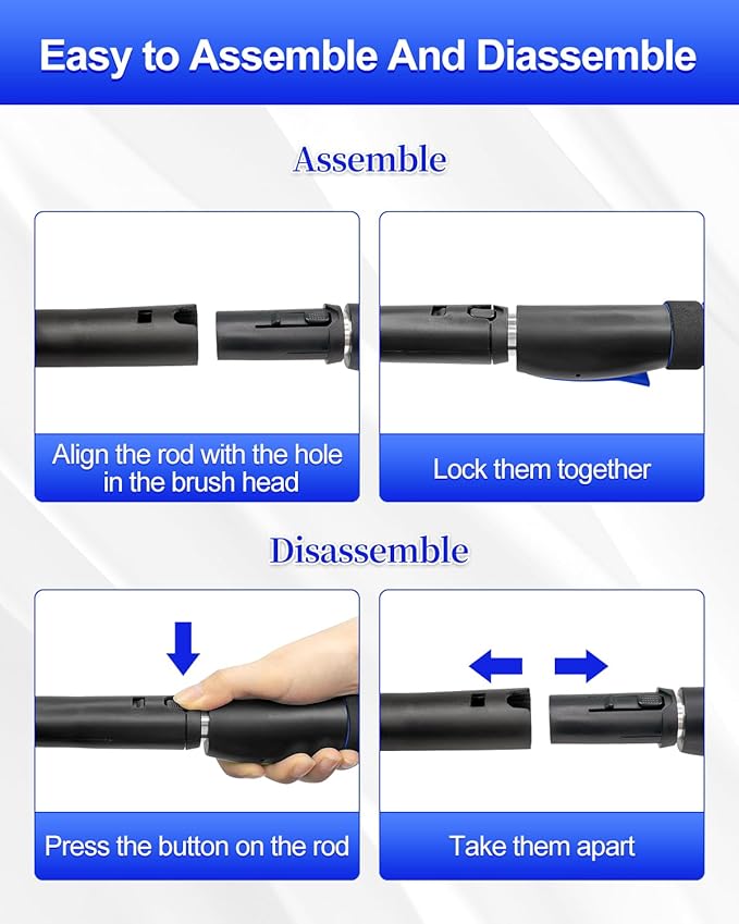 SEAAES Ice Scraper with Snow Brush for Car Windshield, Upgraded Extendable Snow Brush with Foam Grip for Truck SUV Vehicle Window - Blue