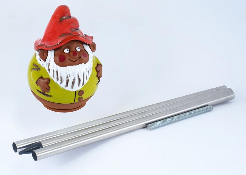 Ceramic Garden Decor - Gnome Lawn stake - Outdoor statue - Perfect, unique gifts for gardeners woman, men, yard gifts - Handmade, Frostproof