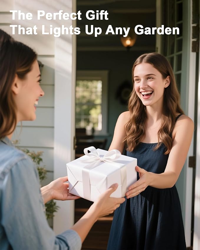 Solar Bunny Garden Light Outdoor Statue – Waterproof Rabbit Figurine with 5 Tulip LED Lights, Auto On/Off Bunny Garden Decor for Patio, Balcony, Lawn, Yard Decorations, Birthday Gifts for Women