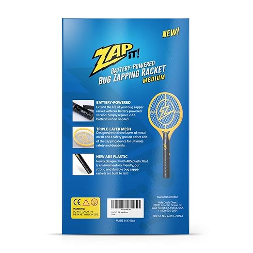 ZAP IT! Bug Zapper Battery Powered (2xAA Included) Bug Zapper Racket, 3,500 Volt