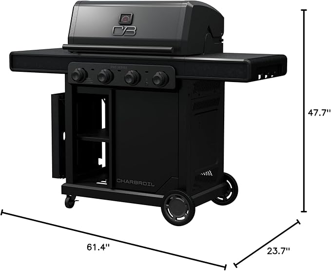 Char-Broil Pro Series with Amplifire Infrared Technology 4-Burner Propane Gas Grill and Griddle Cabinet, Black 463279224