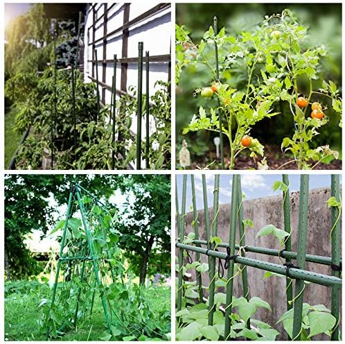 Mininfa Steel Plant Stakes 3 Feet, Plastic Coated Metal Garden Stakes Supports Climbing for Tomatoes, Trees, Beans, 25 Pack