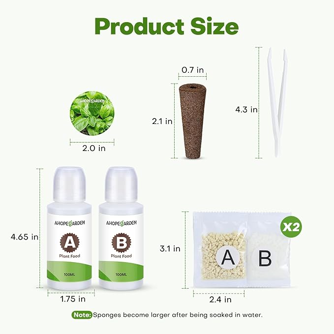 Ahopegarden 86PCS Hydroponic Pods Kit: Compatible with Aerogarden, iDOO, Most Brand Hydroponics Growing System, Indoor Herb Garden Supplies Includes Grow Sponges, Labels, A&B Plant Food, Tweezer