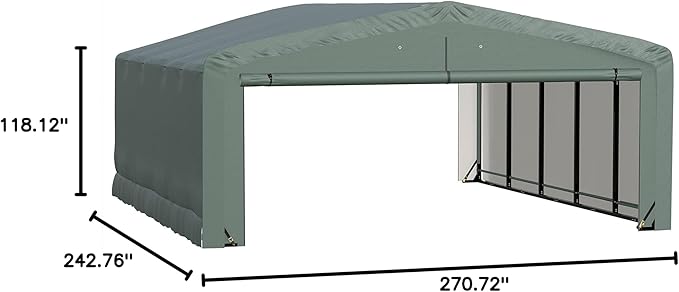ShelterLogic ShelterTube Garage & Storage Shelter, 20' x 23' x 10' Heavy-Duty Steel Frame Wind and Snow-Load Rated Enclosure, Green