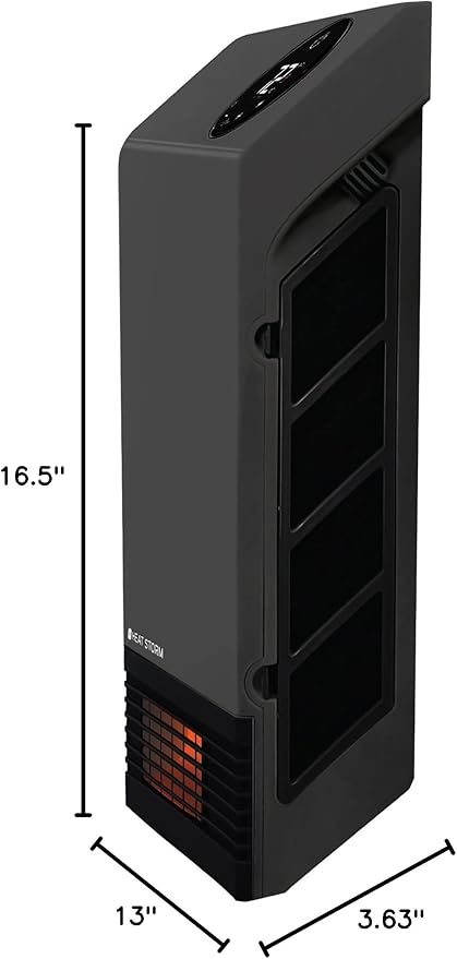 Heat Storm Wall Gray HS-1000-WX Deluxe Indoor Infrared Space Saving-1000 Watts-Remote Control-Home & Office Heater-Safe to Touch Grill, 13x4x17