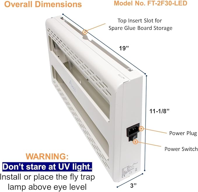 Awoco 11W 100V-240V LED Wall Mount or Table Standing Sticky Fly Trap Lamp for Capturing Flies, Mosquitoes, Moths and Flying Insects (Fly Trap + 6 Glue Boards)