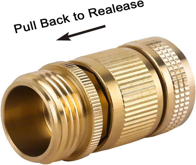 Garden Hose Quick Connector Water Hose Qucik Connect Garden Hose Connectors Brass Hose connectors Water Quick Connect Fittings 3/4" Inch GHT Solid Brass 6 Sets(6pcs Male Coupling 6pcs Female Nipple)