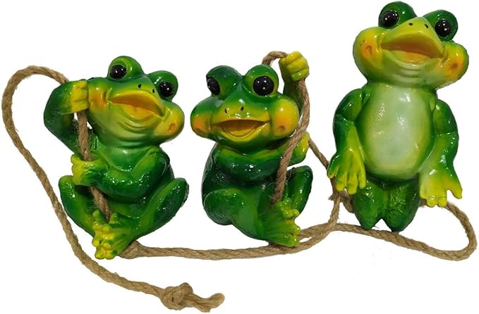 3pcs Hanging Frog Figurine and Statue Frog Toad Sculptures Garden Yard Art Decorations Outdoor
