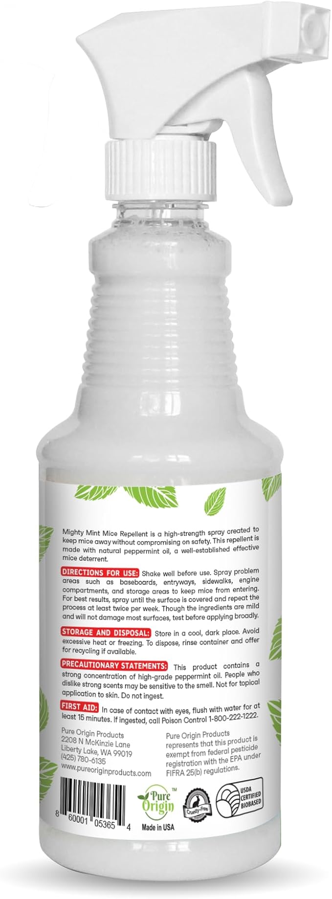 Mighty Mint Peppermint Oil Mouse Repellent Spray – Natural Indoor & Outdoor Control for Mice and Rodents – Plant-Based, Extra-Strong Formula - 16 oz