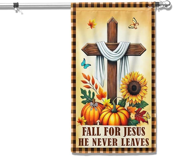 FLAGWIX Fall Christian Flag - House Flags for Outside 29.5" x 39.5" - Christian Gifts for Women Faith, Fall Decorations for Home, Thanksgiving Decorations for Garden Decor, Outdoor Decor for Patio