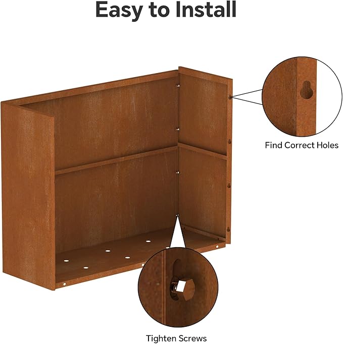 Cor Ten Steel Planters – 32x12x24H Inch Rectangular Planter Box | Weather-Resistant Design for Garden, Patio, or Porch (Rustic)