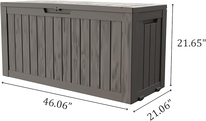 80GAL PLUS Rolling Brown Outdoor Deck Box with Lock Hole - Waterproof, SGS - Certified UV Protection, All - Weather Resin, Mobile Storage for Poolside or Patio Use, Easy Assembly