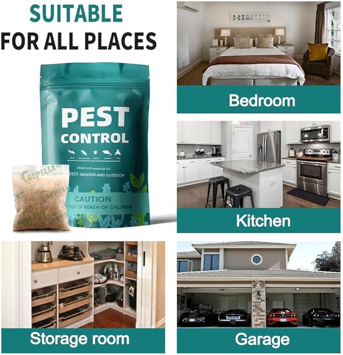 Pest Control Pouches, Mouse Repellent Repel Mice, Mouse, Rats, Ants, Roaches, Spiders, Moths & Other Pest, Rat Repellent Safe for Kids & Pets, Mice Repellent Indoor- 10 Pouches