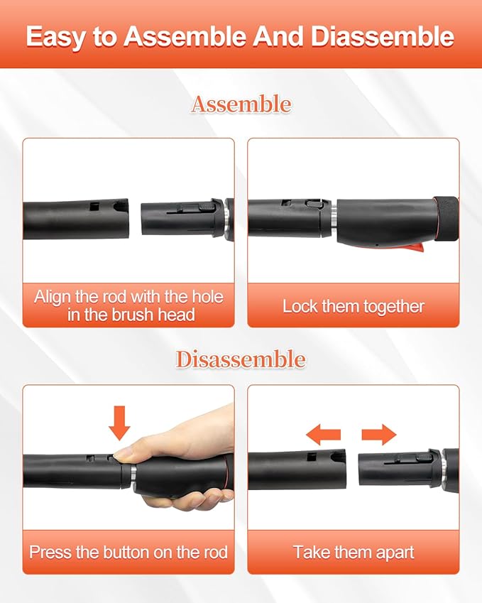 SEAAES Ice Scraper with Snow Brush for Car Windshield, Upgraded Extendable Snow Brush with Foam Grip for Truck SUV Vehicle Windows - Orange