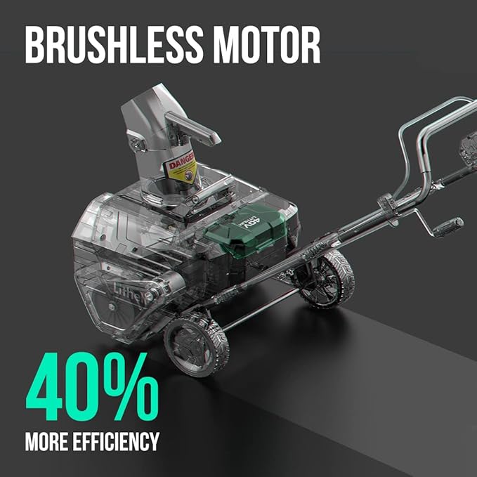 Litheli Cordless Snow Blower, 40V 20-Inch Single-Stage Battery-Powered Snow Thrower with Brushless Motor, 2 Headlights, 180° Rotating Chute & 45° Adjustable Deflector, 4Ah Li-ion Battery & Charger