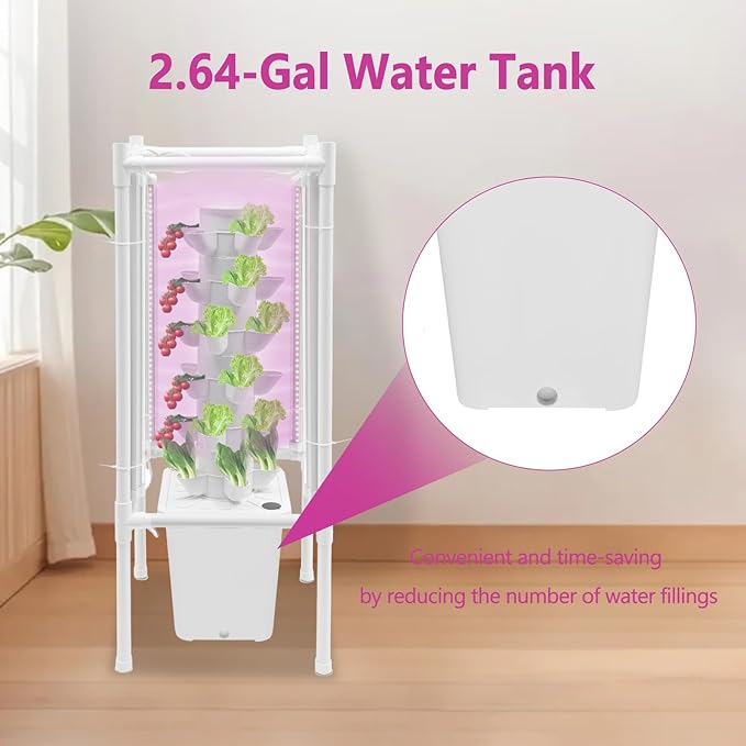 Hydroponic Growing System, Planter Germination Tower with Pump, 30 Pods Indoor Gardening Vertical Garden Planter Indoor Smart Garden Kit for Gardening Lover Herbs,Fruits (White)