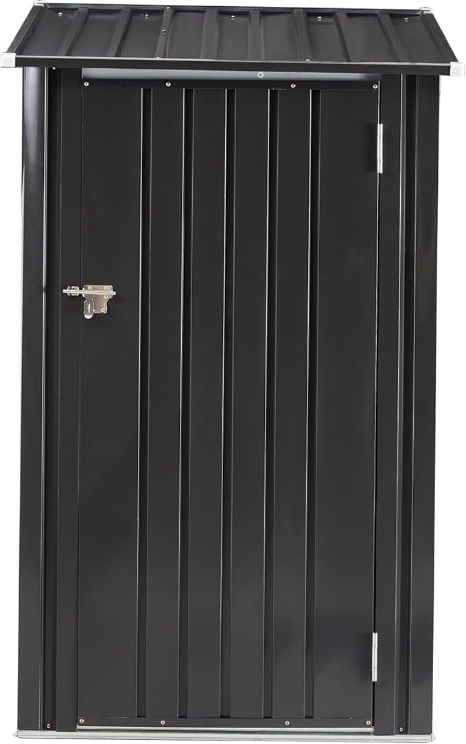 3x3 FT Outdoor Storage Shed, Metal Steel Garden Shed with Single Lockable Door, Small Shed Outdoor Steel Utility Tool Shed, Storage House Waterproof for Backyard Patio, Garden, Lawn(Dark Gray)