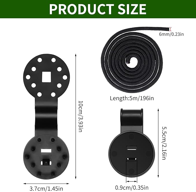 50PCS Shade Cloth Plastic Clips Heavy Duty Lock Grips with Rope, Round Plastic Black Clips Sunshade Net Fixing Clip, Shade Fabric Clips for Bird Netting, Garden Netting (50PCS+Nylon Rope)