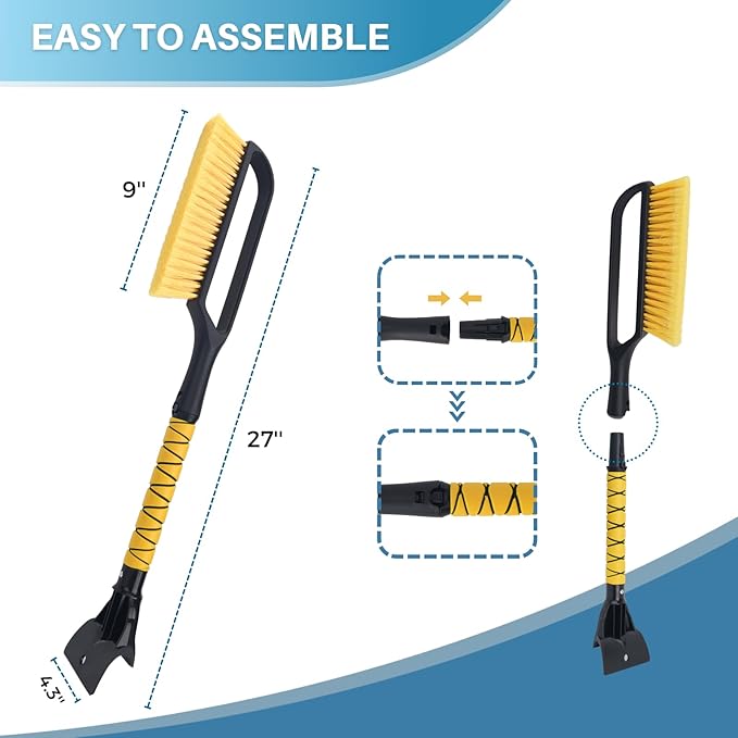 KeFanta Ice Scrapers for Car Windshield, 2 Pack 27'' Snow Removal Brush for SUV and Truck Window, Automotive Winter Accessories