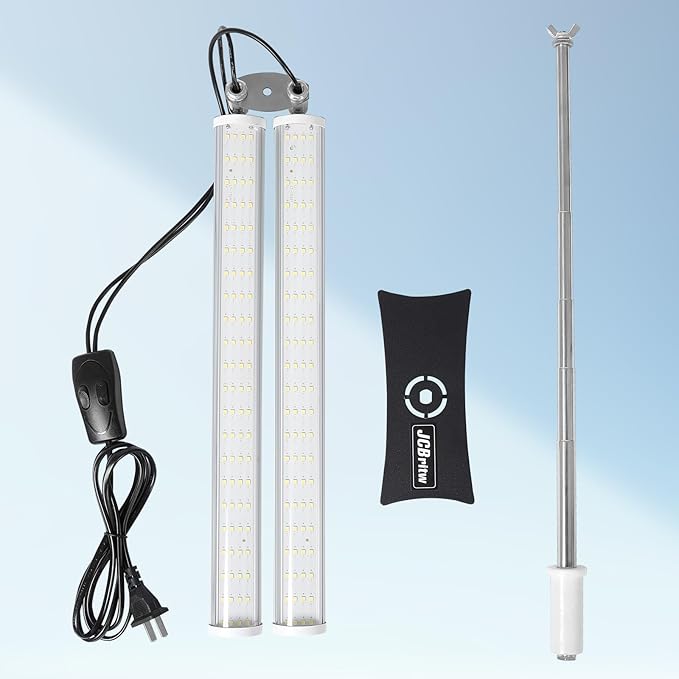 JCBritw Standing LED Grow Light,Adjustable Dual Head T12 Bar Plant Light, White 6500K Full Spectrum Plant Grow Lamp on Stand for Indoor Plants Seed Starting, Seedlings, Veg, Flower