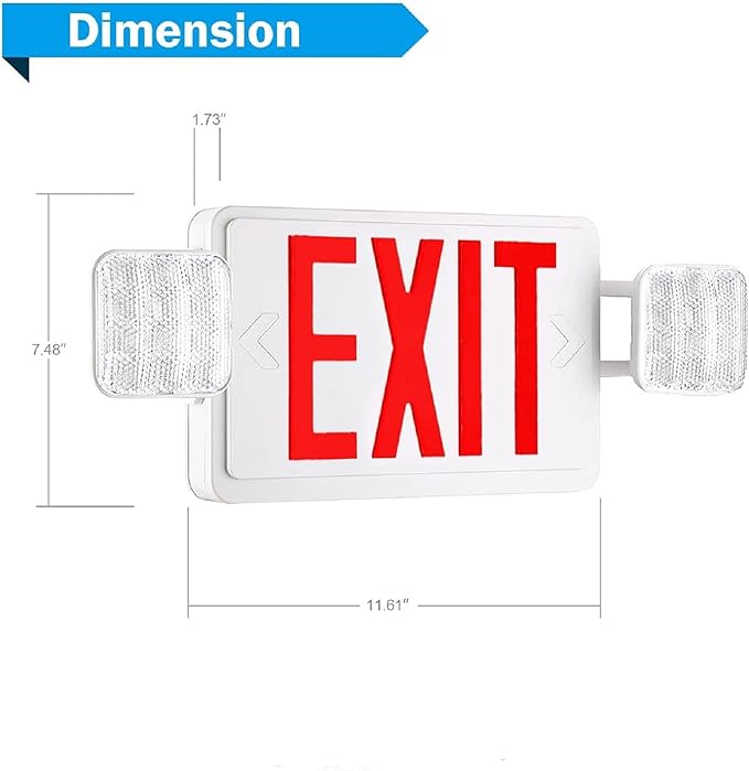 12 Packs LED Exit Sign with Emergency Lights and Back Up Batteries-UL Standard Red Emergency Exit Sign Lighting,Emergency Lights for Business.