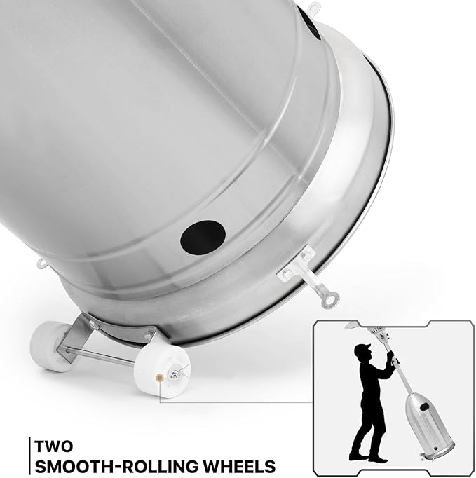 MoNiBloom 41000 BTU Propane Patio Heater with Wheels and Stainless Steel Burner Outdoor Patio Heater for Commercial Use, Residential, Garden, Backyard, Porch, Deck, Balcony (Silver)