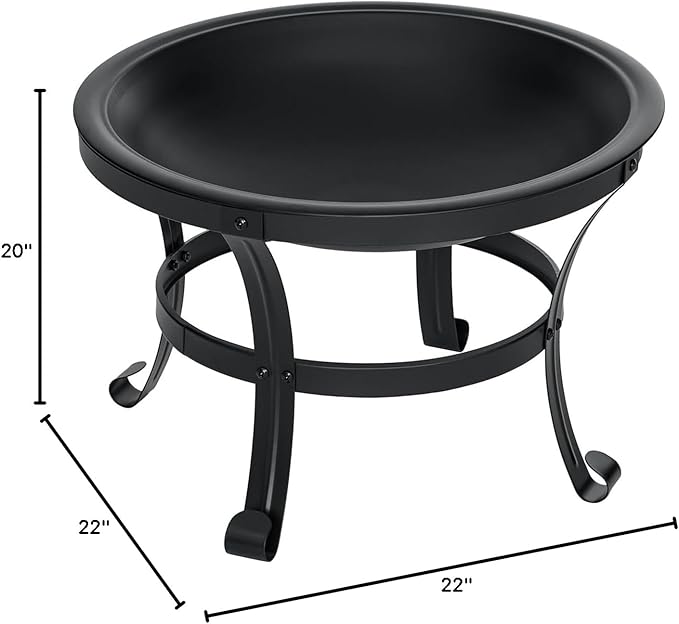 SINGLYFIRE 22 inch Fire Pit for Outside Outdoor Wood Burning Small Bonfire Pit Steel Firepit Bowl for Patio Camping Backyard Deck Picnic Porch,with Spark Screen,Log Grate,Poker