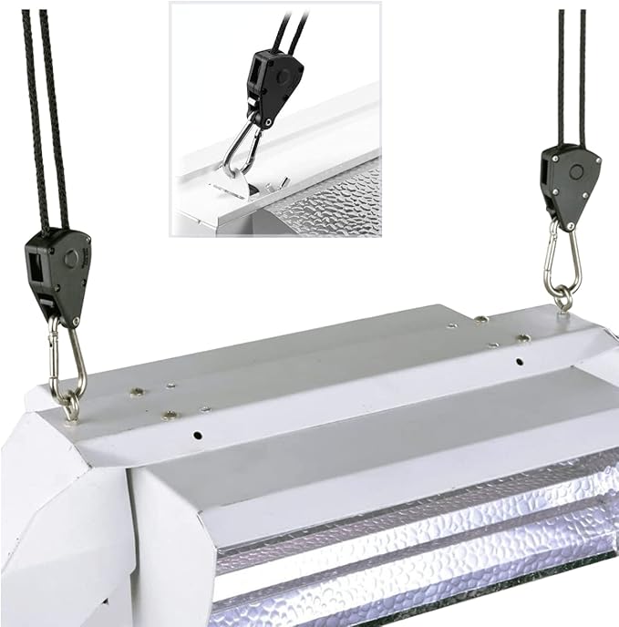 6 Pairs 1/8 inch Adjustable Heavy Duty Rope Hanger for Grow Light, Grow Tent Rope Clip Hanger Loose-Proof Design Light Fixture Hangers, 150lbs Weight Capacity 12 Pcs