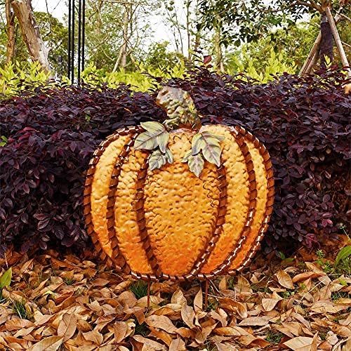 Morning View Metal Pumpkin Garden Stake Fall Decor Decorative Rustic Pumpkins Yard Stakes Sign Yard Decor Outdoor Thanksgiving Autumn Harvest Halloween Lawn Patio Decorations 26" Tall