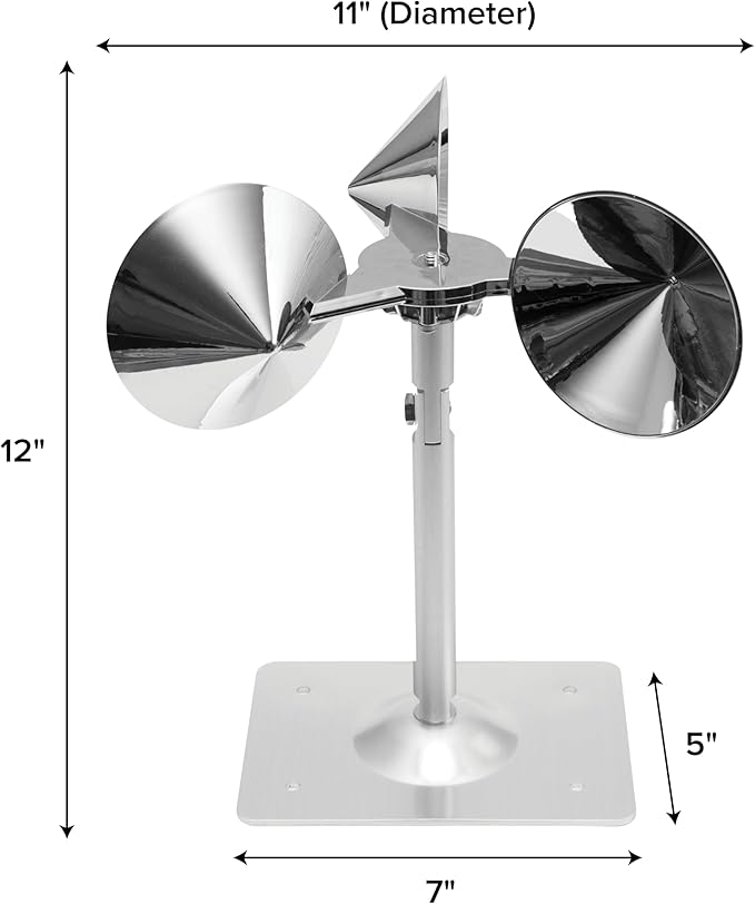 Bird B Gone - Reflect-A-Bird - Reflective Spinning Deterrent - Repels Pigeons, Sparrows, & Woodpeckers - Wind Powered - for Gardens, Railings, Roofs, Etc - Weatherproof Aluminum - Adjustable Neck