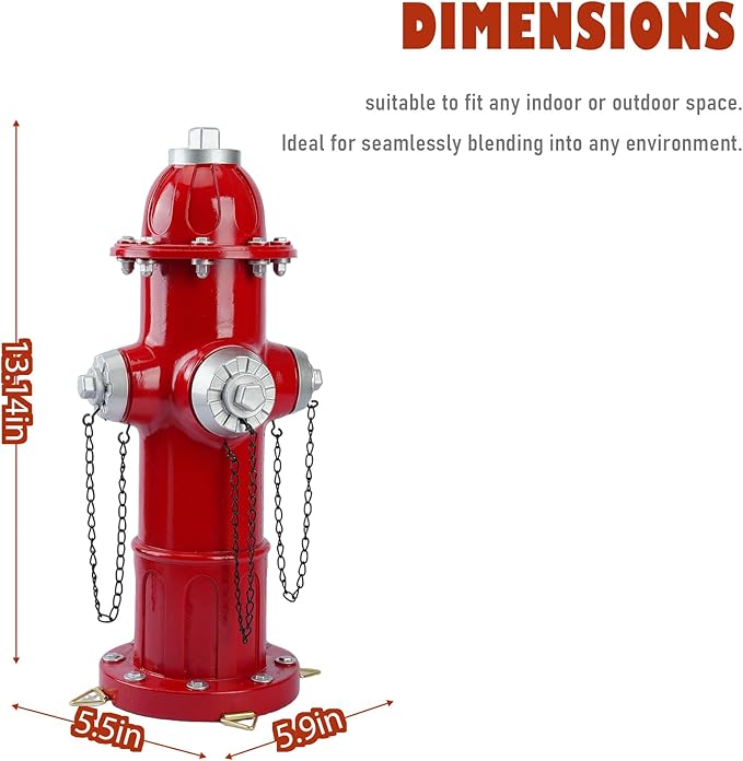 Fire Hydrant for Dogs To Pee On, Dog Fire Hydrant Pee Post Outdoor Statue for Yard Lawn Decor, Fake Fire Hydrant for Porch Garden Decorative Fireman Gift, 13.5"H × 5.9"L × 5.1"W (Classic)