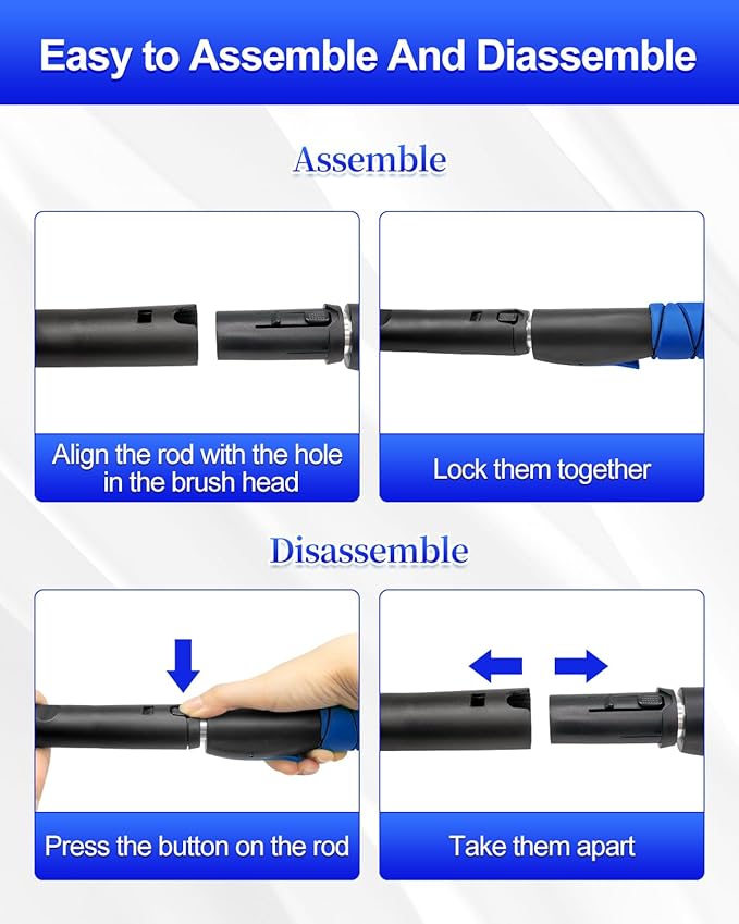 SEAAES 33 Inch Snow Brush and Ice Scraper for Car Windshield, Extendable Snow Scraper and Brush with Foam Grip for Truck SUV Vehicle Window - Blue