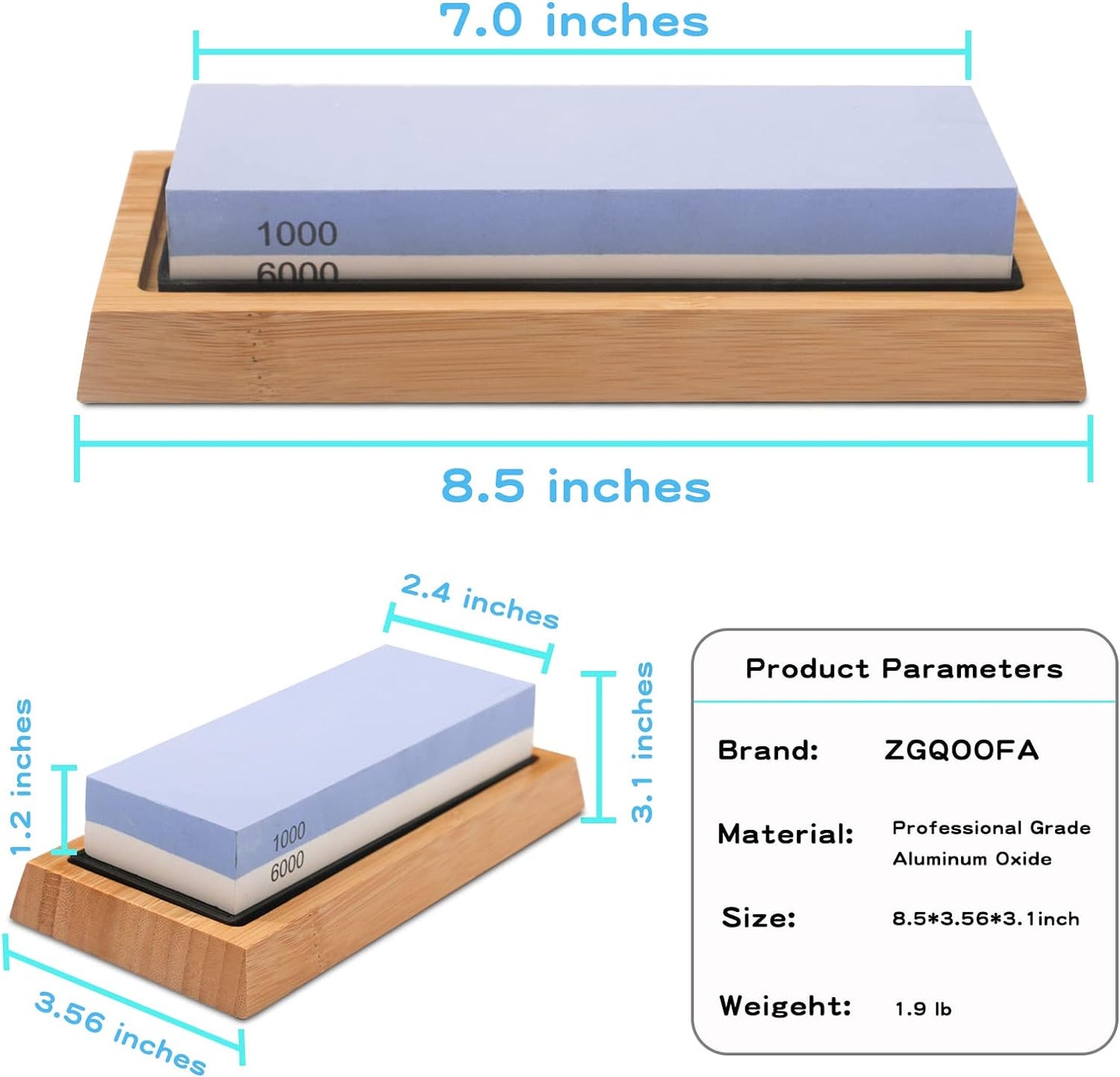 Whetstone Knife Sharpening Stone Kit - Double Sided Whetstone Knife Sharpener 1000/6000 Grit, Professional Honing Sharpening Stone Set With Slip-Resistant Bamboo Base and Angle Guide